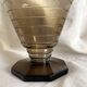 Art Deco smoked glass carafe with fan-shaped stopper.