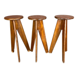 Set of 3 brutalist bar stools