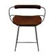 Kitchen bar stool with a smoked black metal backrest and cognac leather.