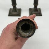 Ensemble de Trois Bougeoirs en Métal Ancien