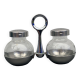 German salt and pepper shaker WMF in metal and glass, 1970