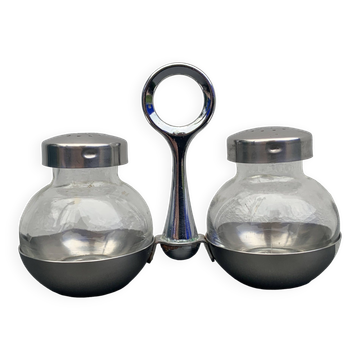 Salière et poivrier allemands WMF en métal et verre, 1970