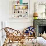 Pair of vintage rattan armchairs