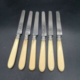 Series of 6 fruit knives blade silver punch Old man handle bone