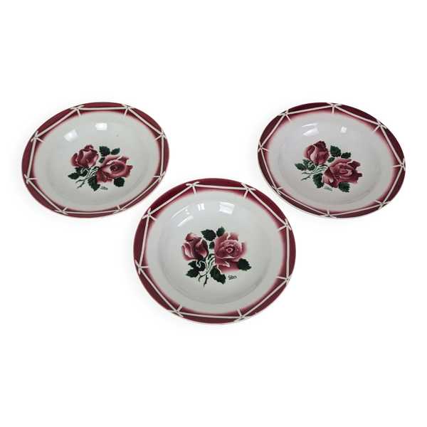 3 assiettes creuses Digoin Sarreguemines