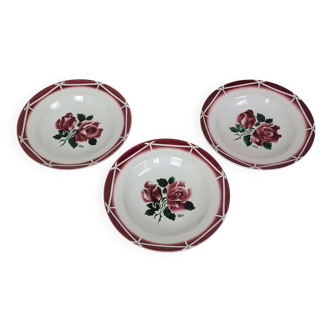 3 assiettes creuses Digoin Sarreguemines