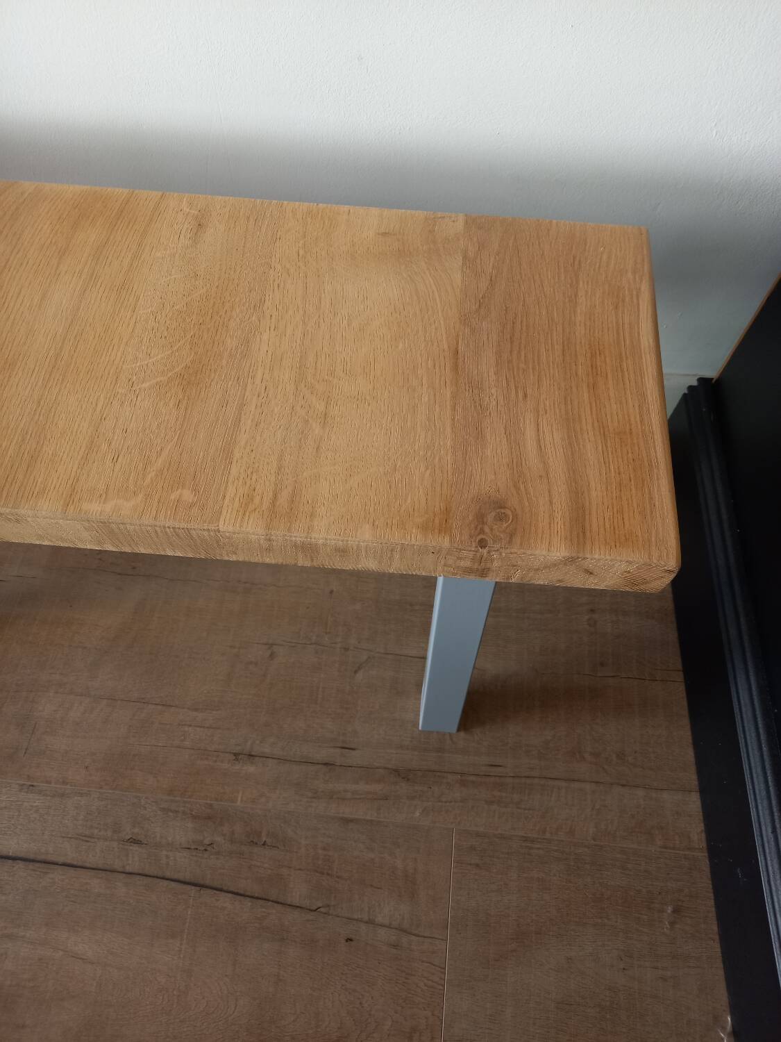 Oak and steel bench