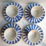 4 coffee cups - 4 saucers signed Sarreguemines model FOX TROTT