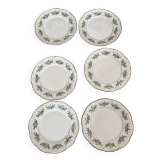 6 Badonviller earthenware dinner plates, Richelieu model