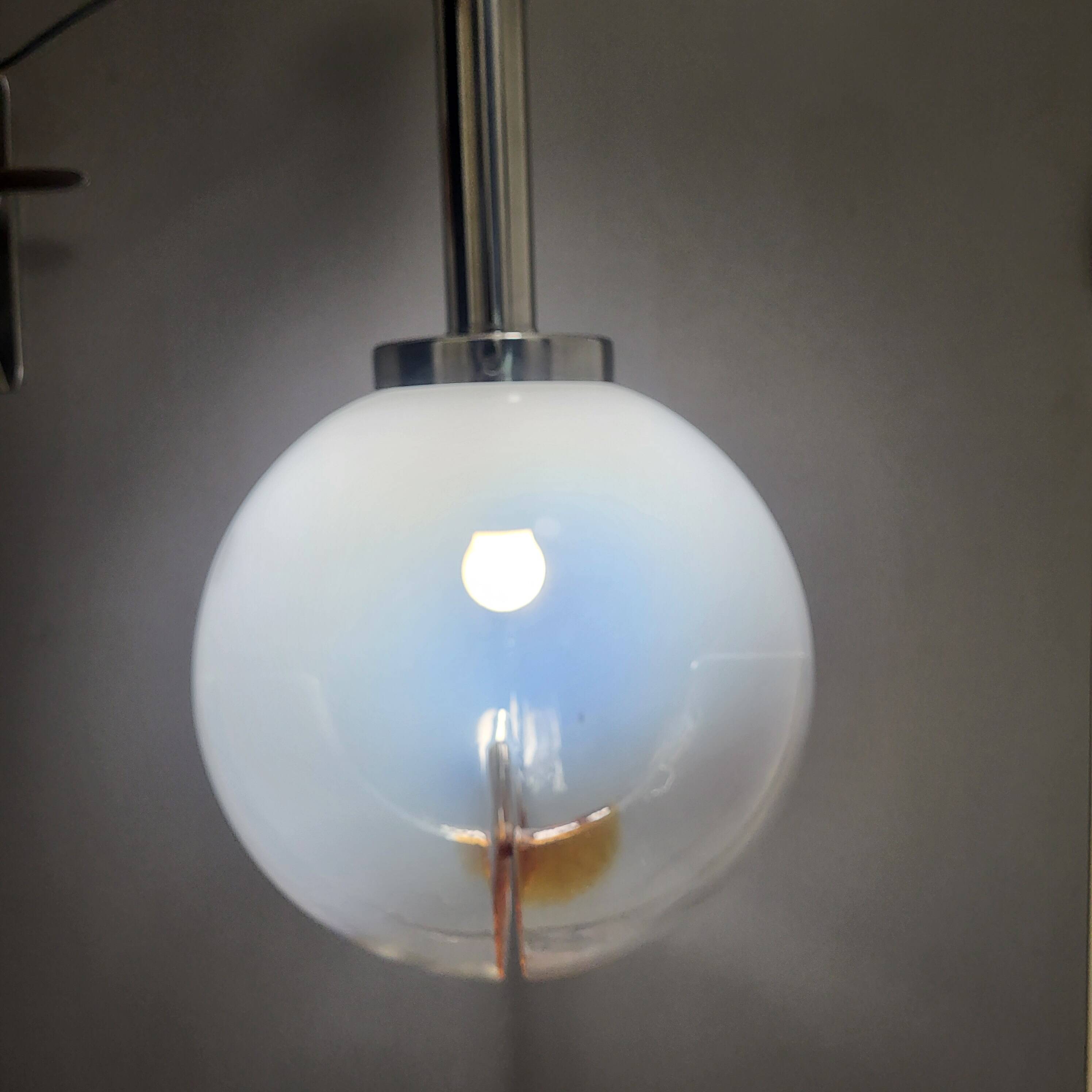 Space Age Chrome and Murano Glass Globe Lamp, Mazzega 1960-70