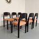 Lot of 6 blackened wooden chairs with French design fabric from the 1970s Self.