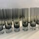 Set of black smoked glasses with large bubbles from the 1970s.