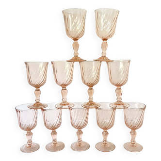 Vintage rose stemmed glasses -Rosaline Arcoroc