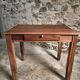 Vintage French walnut writing desk, 1950s Art Deco style, table with drawer, compact desk or side table