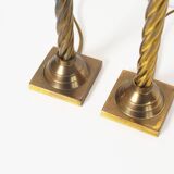 Paire de lampes de table à colonne en laiton vintage par Kullmann
