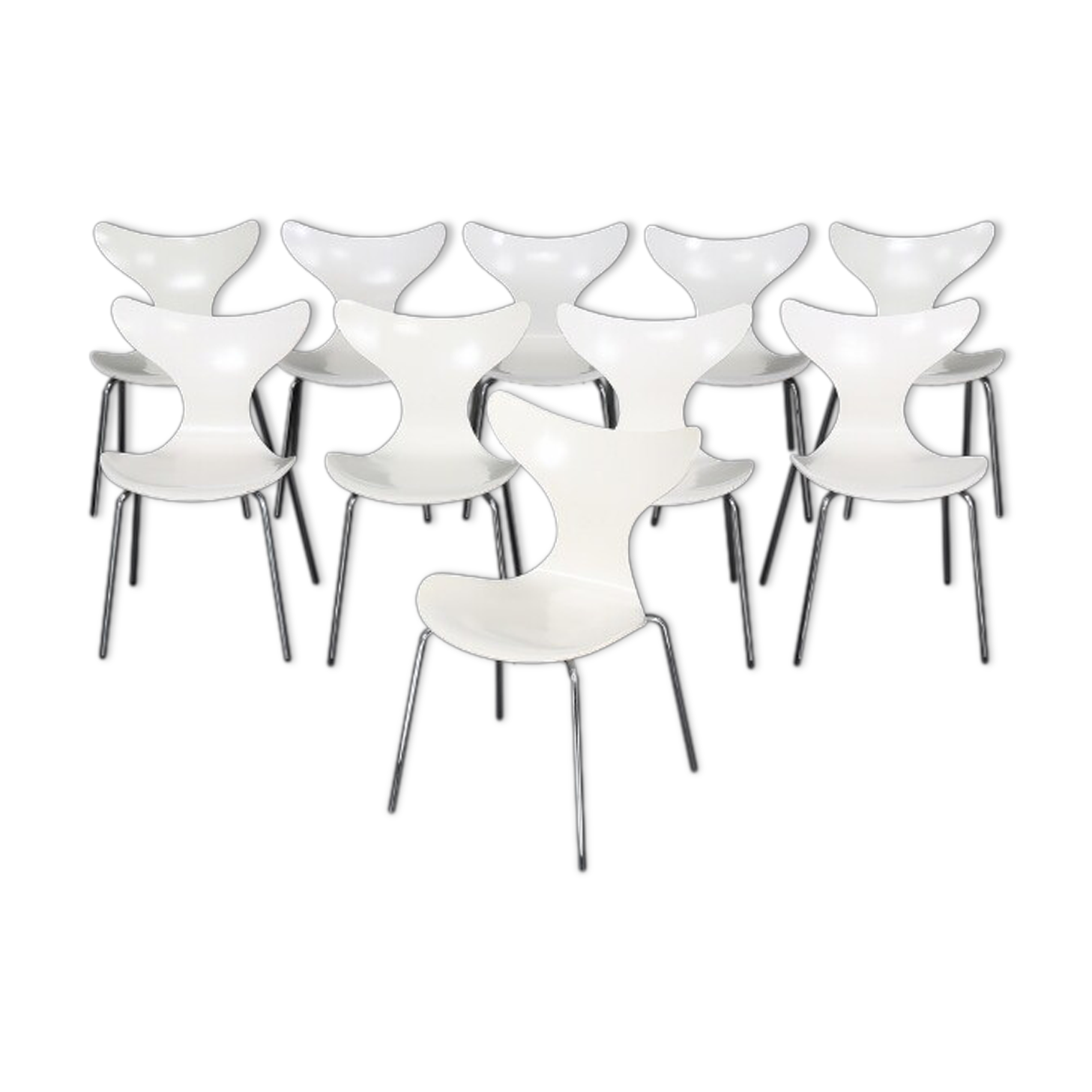 Arne Jacobsen set of 10 chairs "the Lily" model 3108