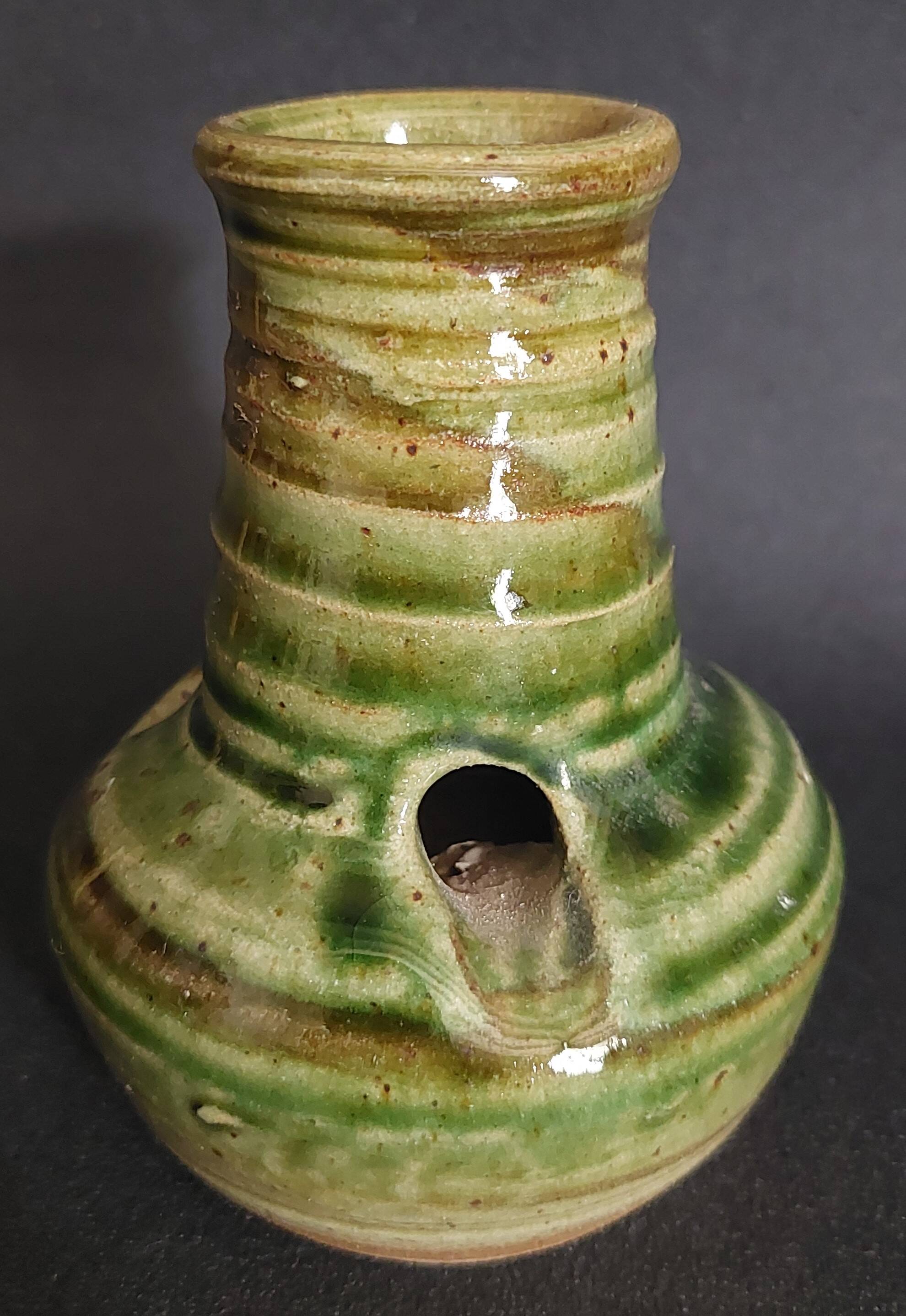 Monastic sandstone candle holder or tealight holder from Fontgombault Abbey, 20th century