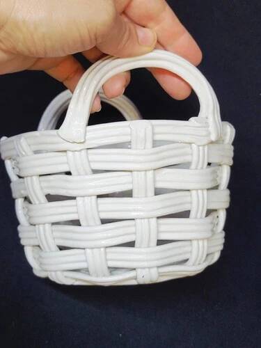 Set of Woven White Mediterranean Ceramics Basket + Bowl