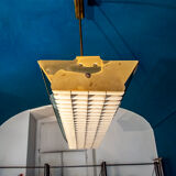 Four brass, aluminum and plexiglas ceiling panels. Italy 1950s