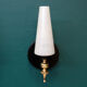 Pair of brass wall sconces tulips in white striated glass and black metal