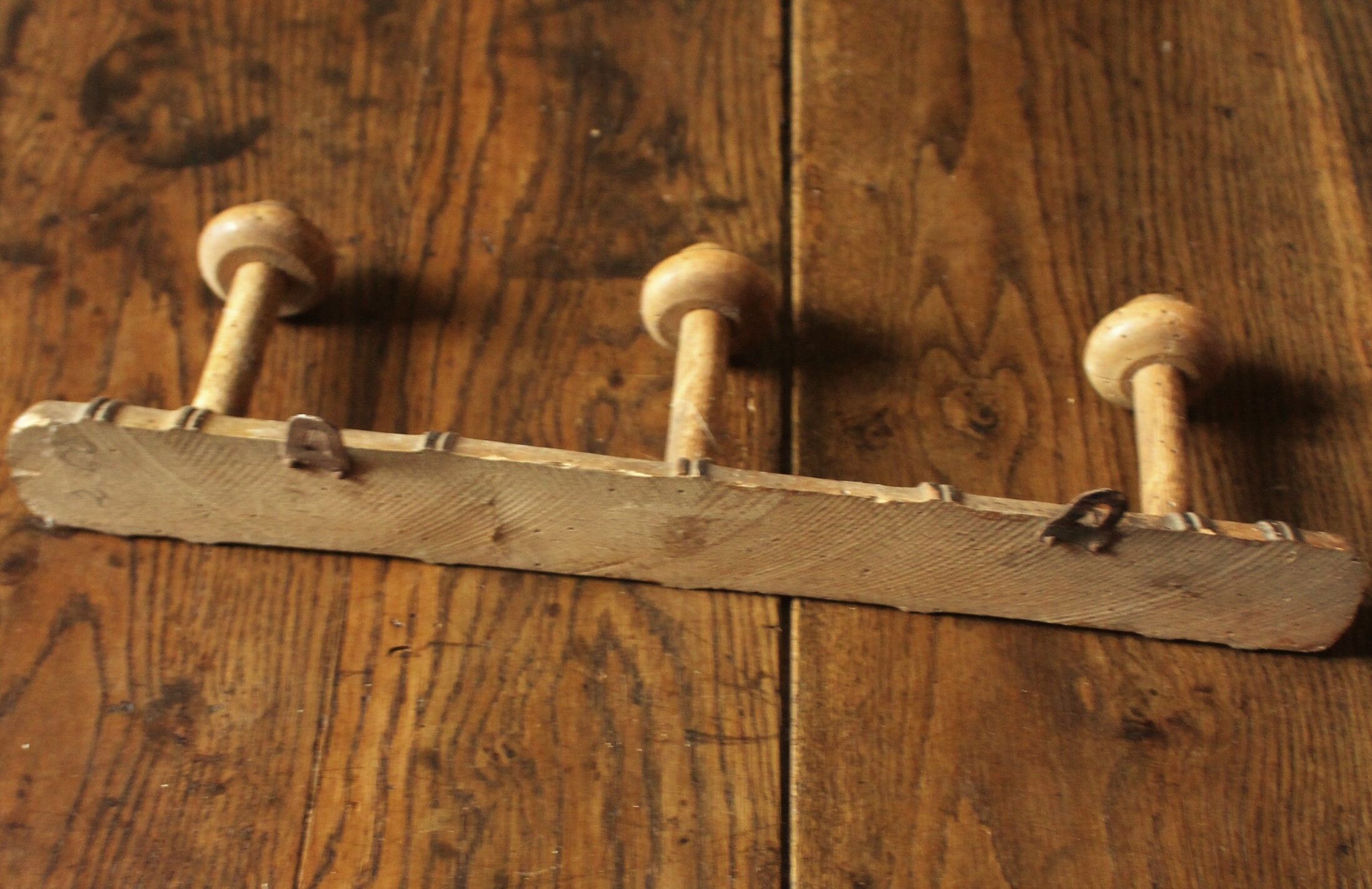 Coat rack Vintage wood bamboo three hooks
