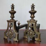 Pair of Louis-Philippe andirons with Caryatids - Bronze, cast iron - 19th century