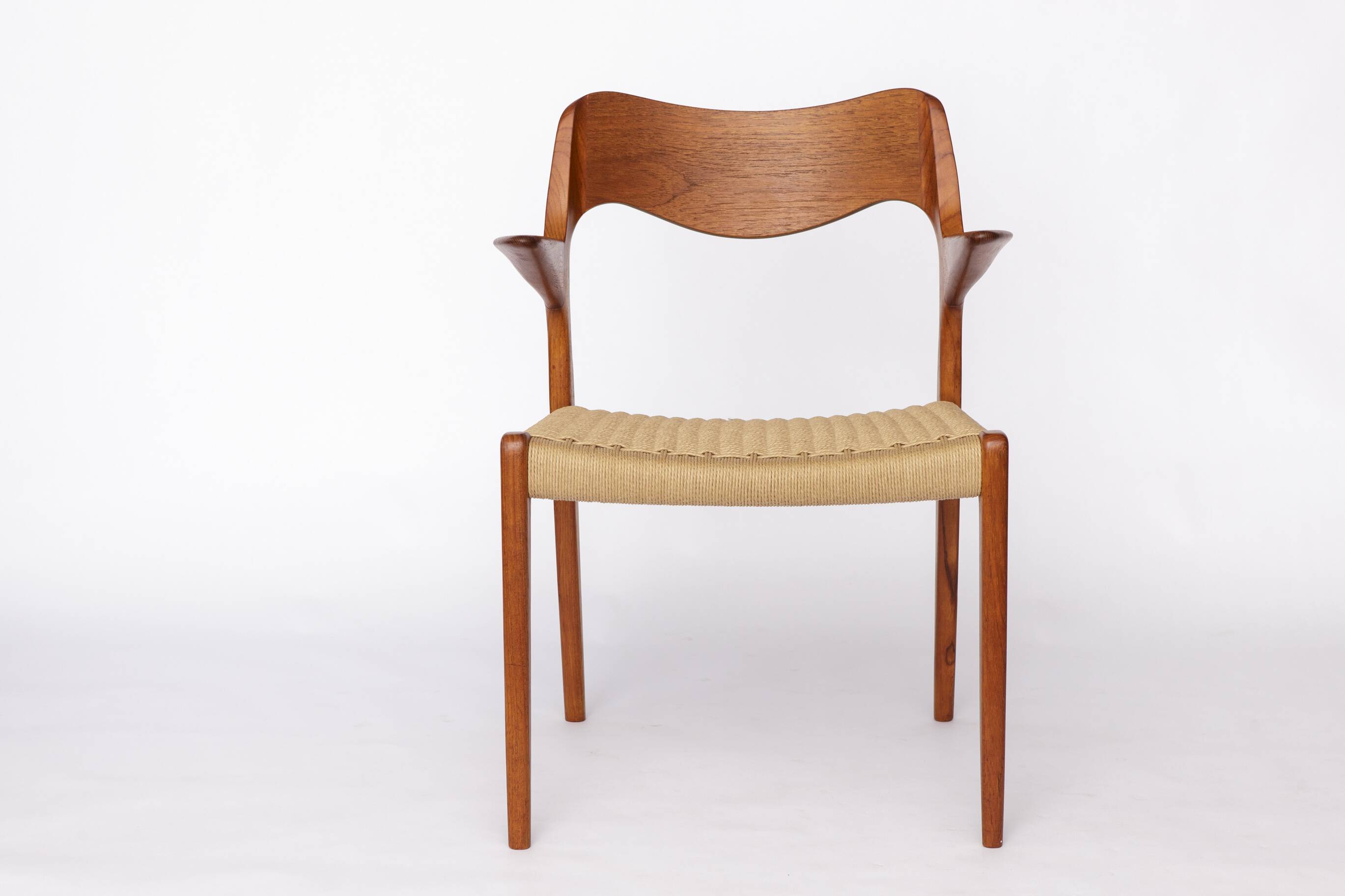 Niels Otto Møller Model 55 Armchair – Danish Teak Dining Chair Paper cord
