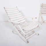 Garden chaise longue with footrest