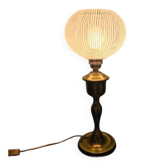 Old oil lamp electrified and modernised - ribbed globe