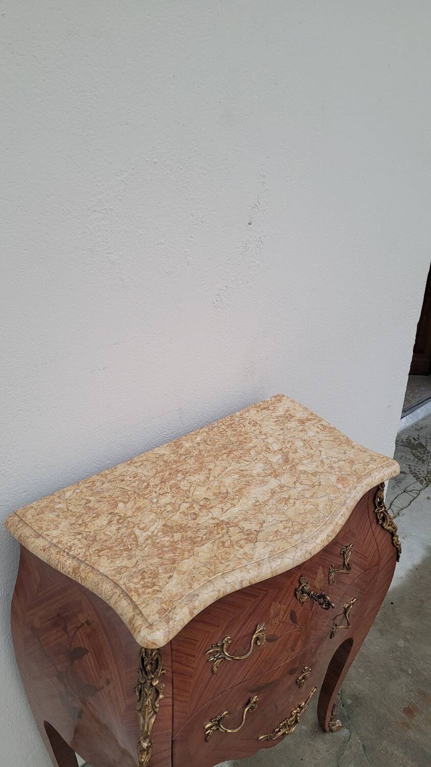 Louis XV Style Commode Stamped in Richly Decorated Rosewood Marquetry