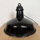 Industrial Black Enamel Factory Lamp with Cast Iron Top, 1950s