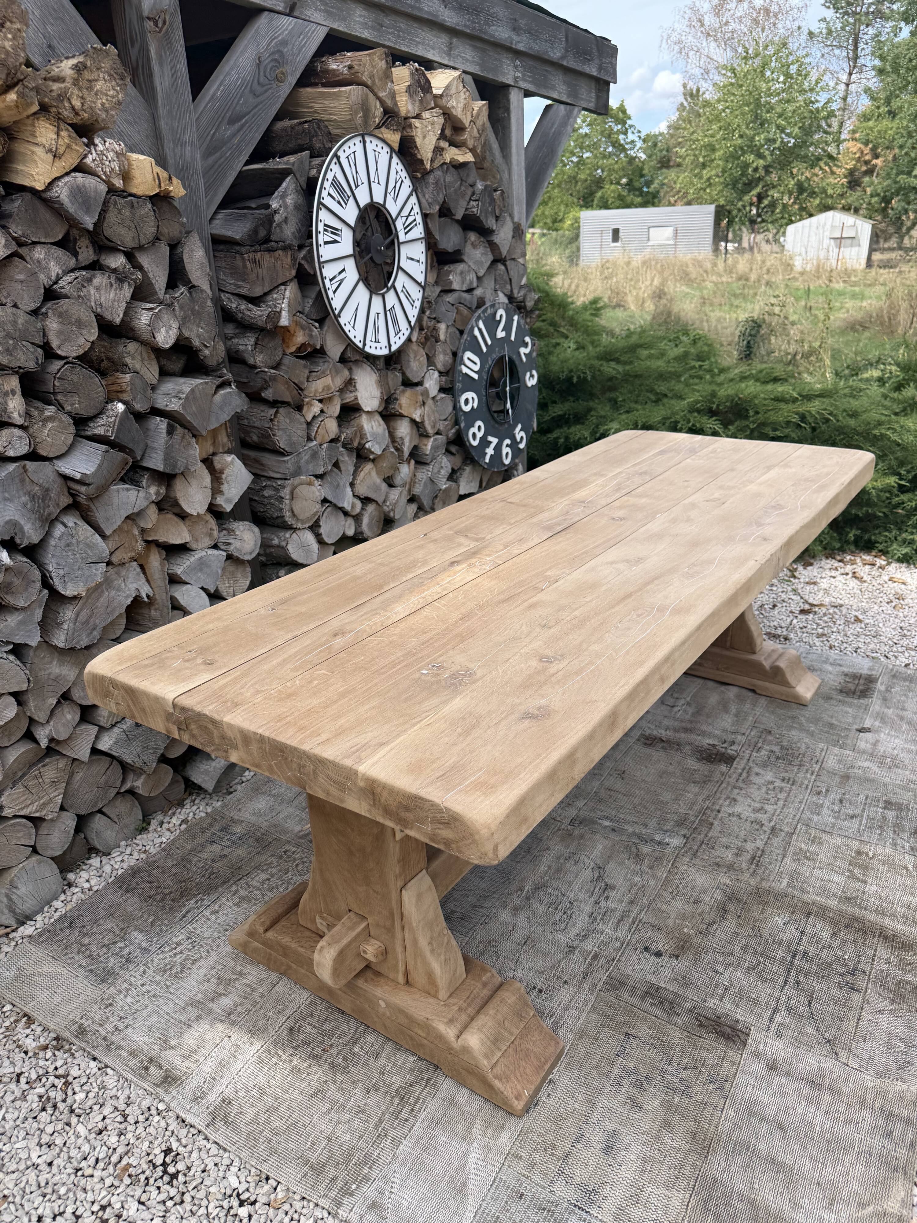 Monastery table, solid oak, 220cm.