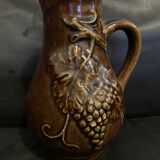 Belgian ceramic pitcher Barbotine glazed wine grape RF Belgium Old vintage terminal