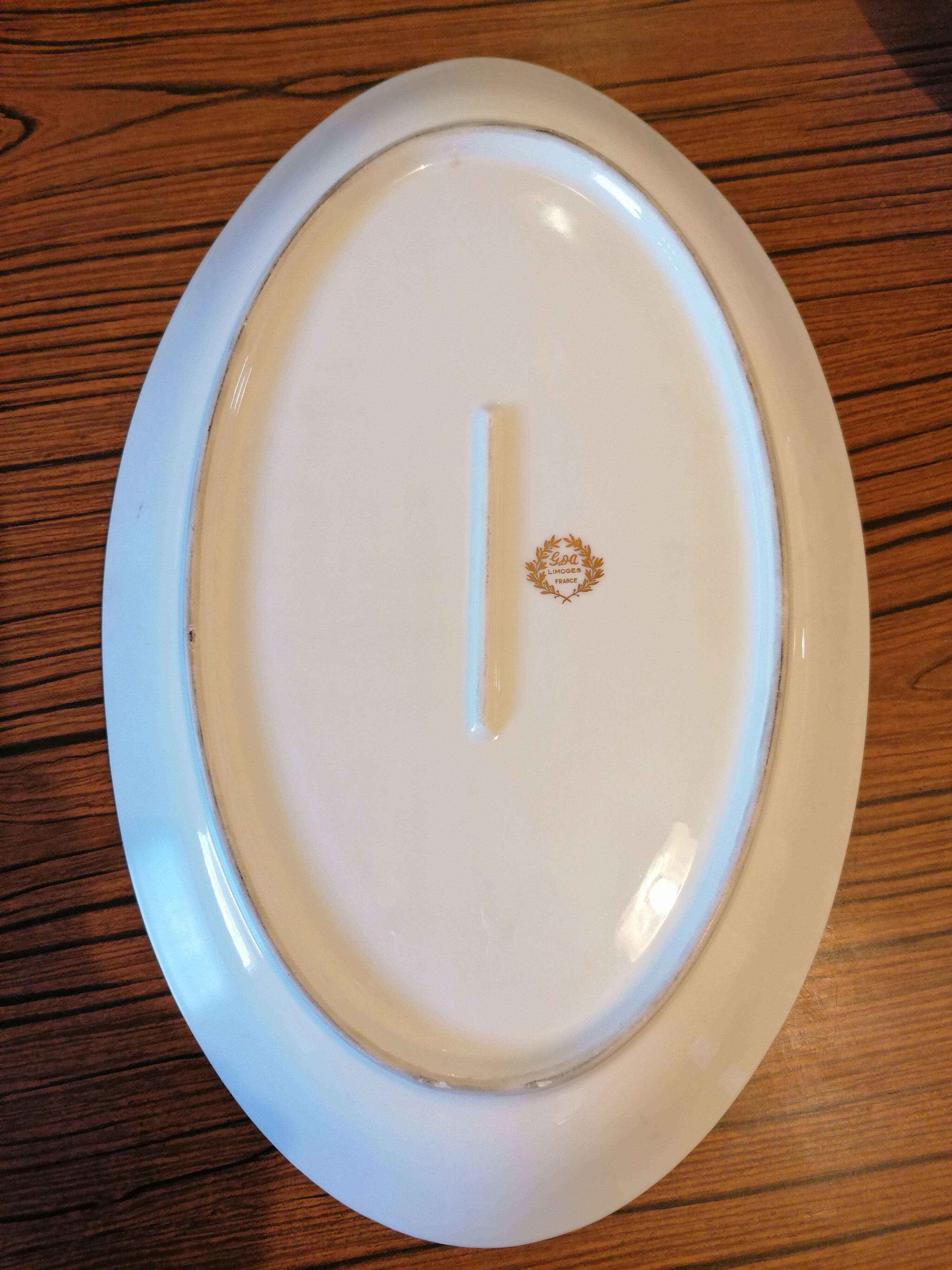 Oval serving dish and soup tureen in Limoges porcelain GDA ("Viviane")