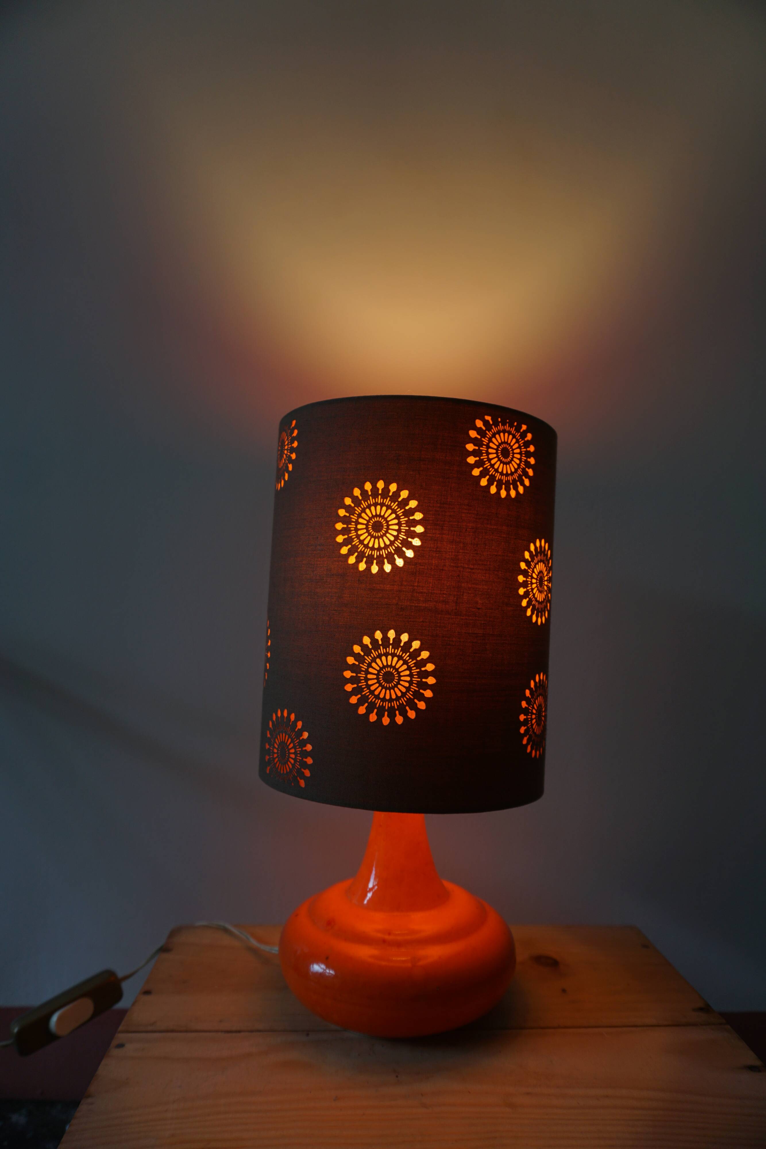 Orange ceramic lamp from the 70s