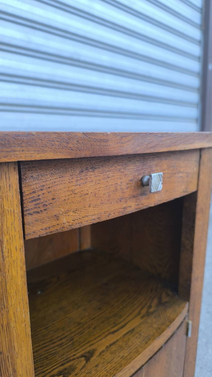 Art Deco bedside table in solid oak