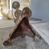 Old brass foot lamp and period lampshade