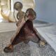 Old brass foot lamp and period lampshade