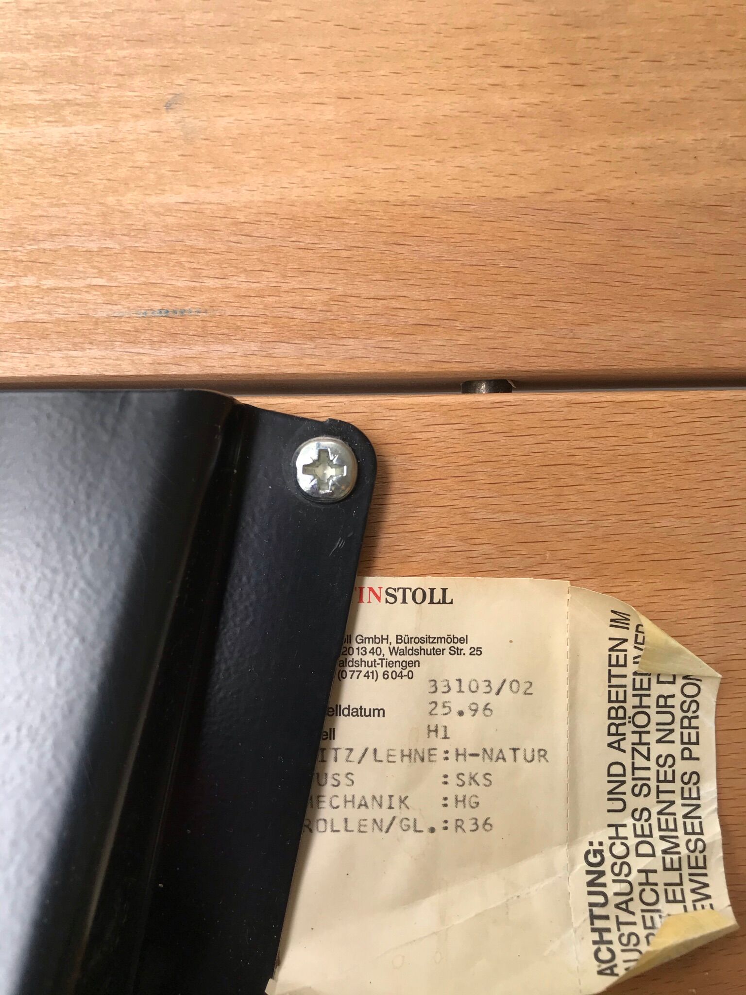 Martin Stoll office chair light wood on wheels