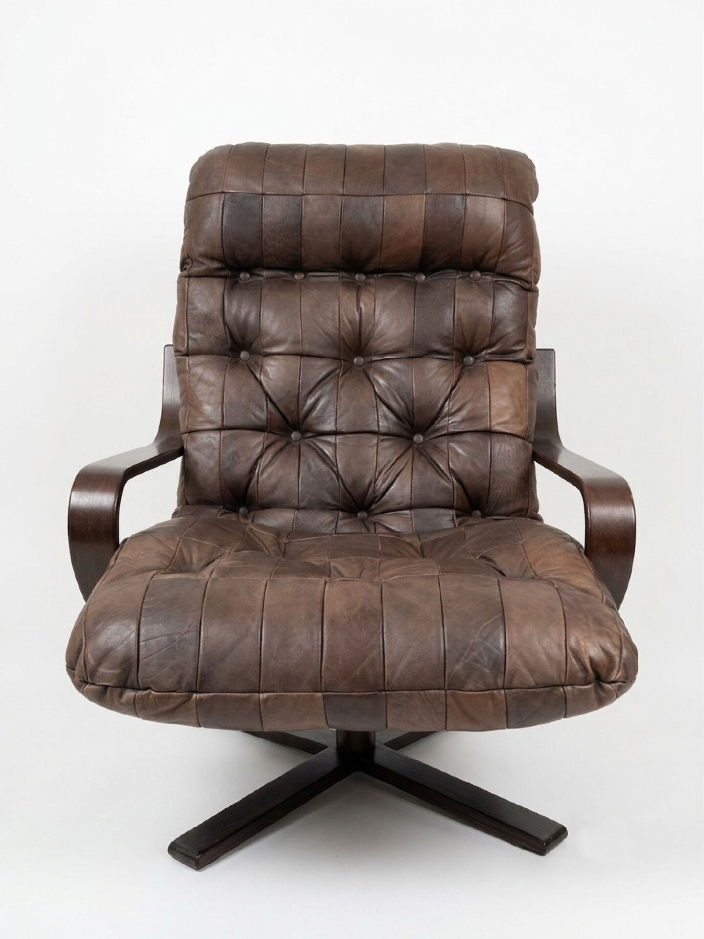 Mid-century leather swivel chair