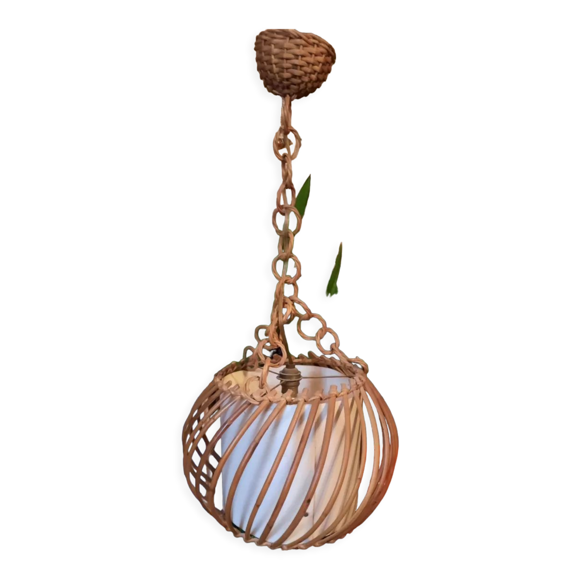 Vintage wicker pendant lamp