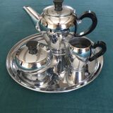Tea service or coffee in chromed copper with tray year 70