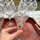 Set of five cut crystal wine glasses