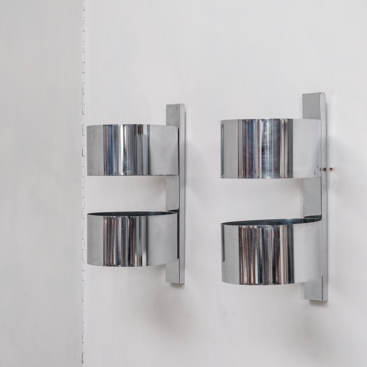 Pair of chrome italian mid-century wall lights