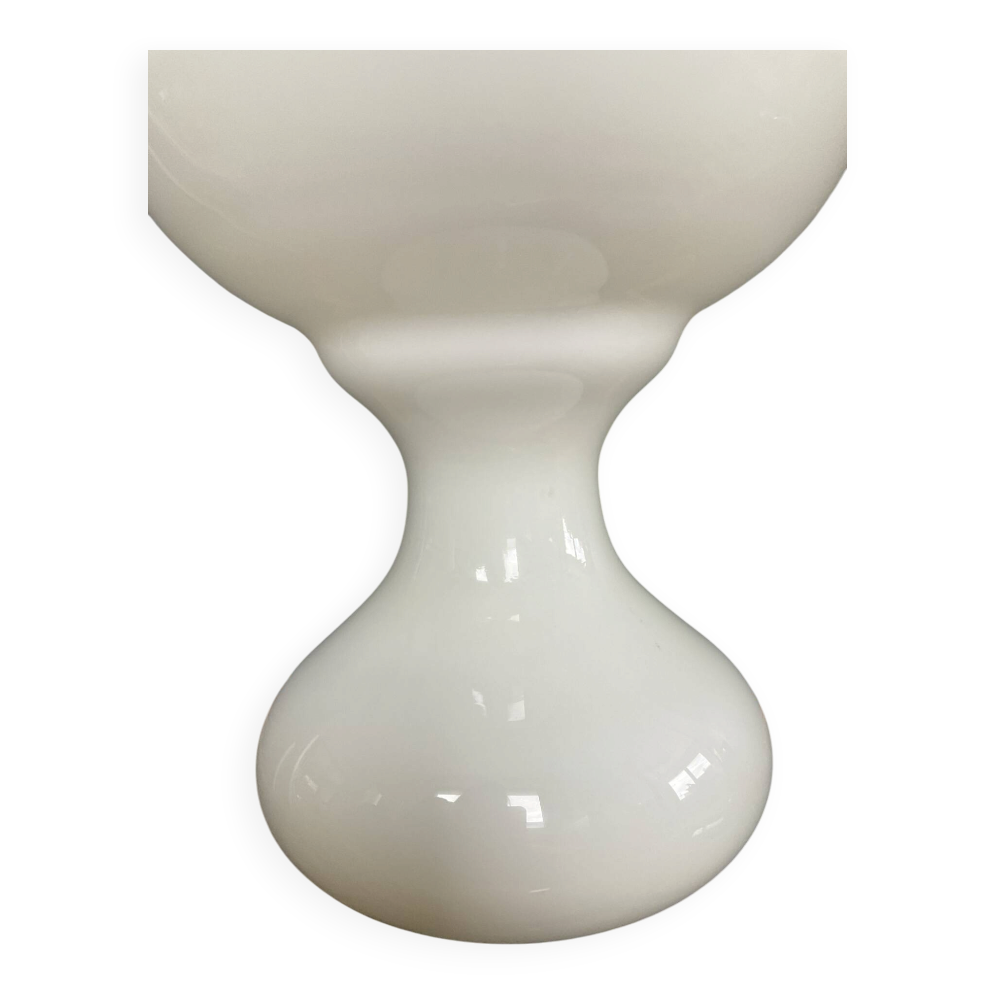 Lampe champignon Space Age en verre opalin blanc