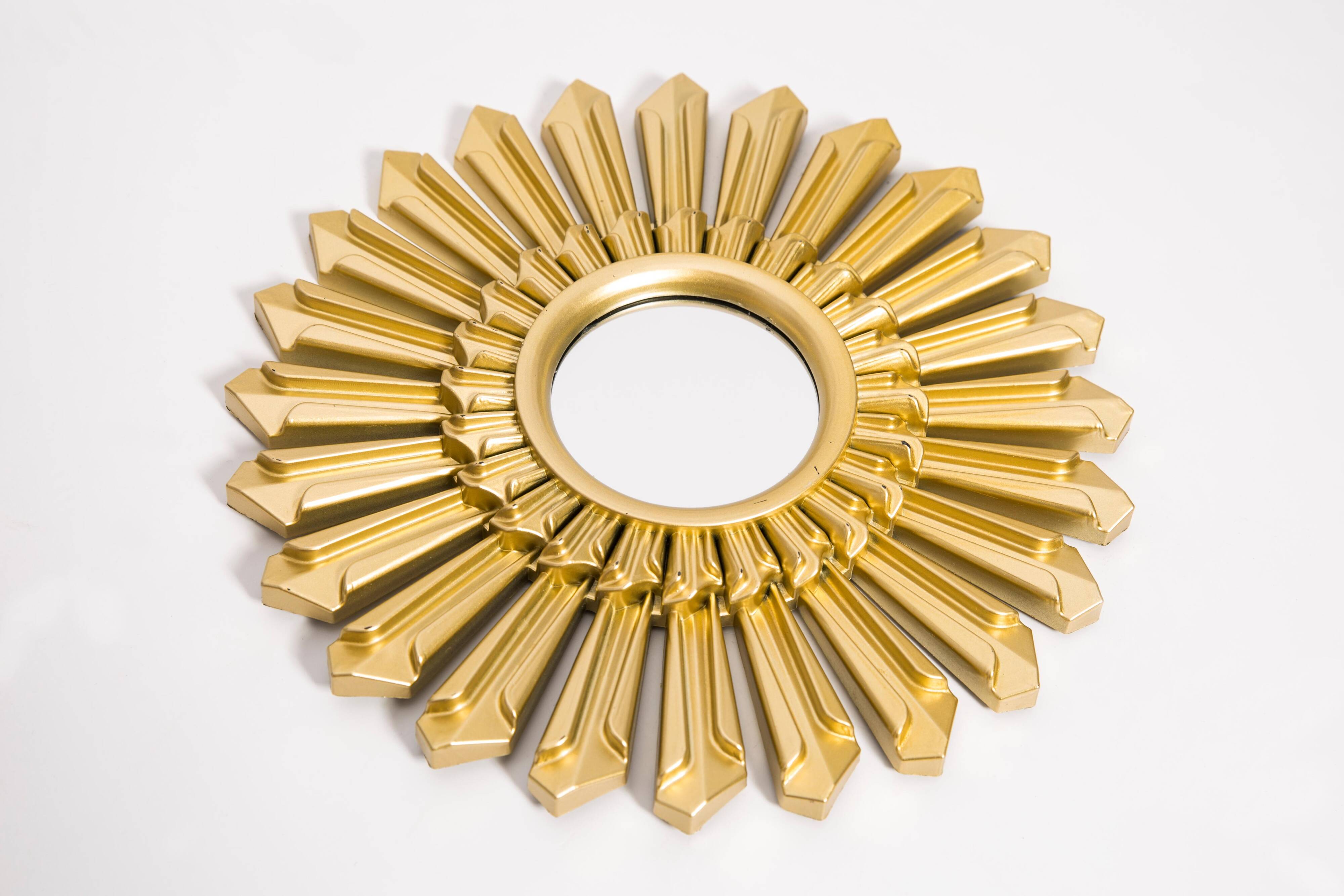 Miroir petit soleil italien vintage doré milieu du siècle, Italie, années 1960