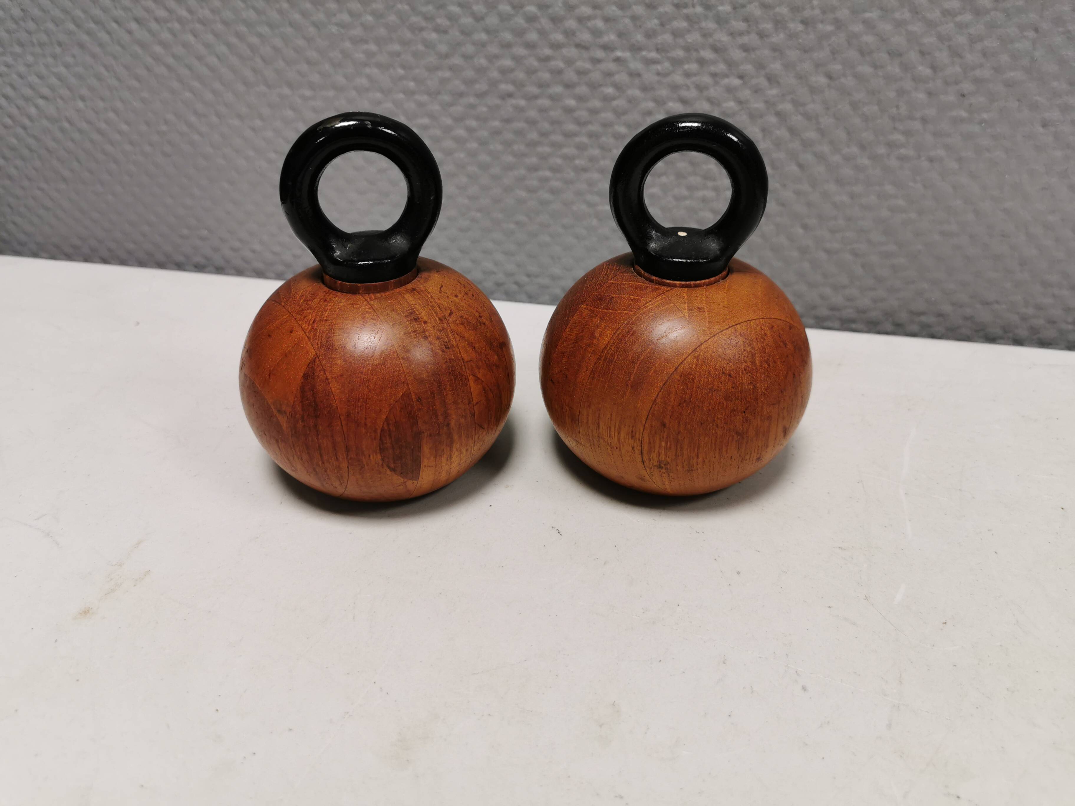Pepper and salt grinders designed by nissen denmark in teak