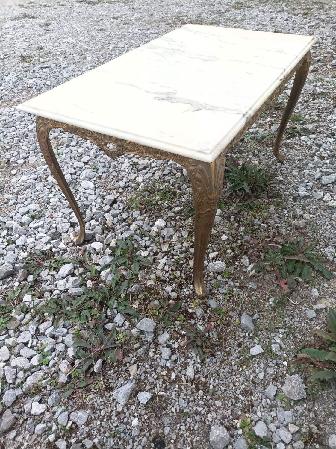 Vintage brass marble coffee table