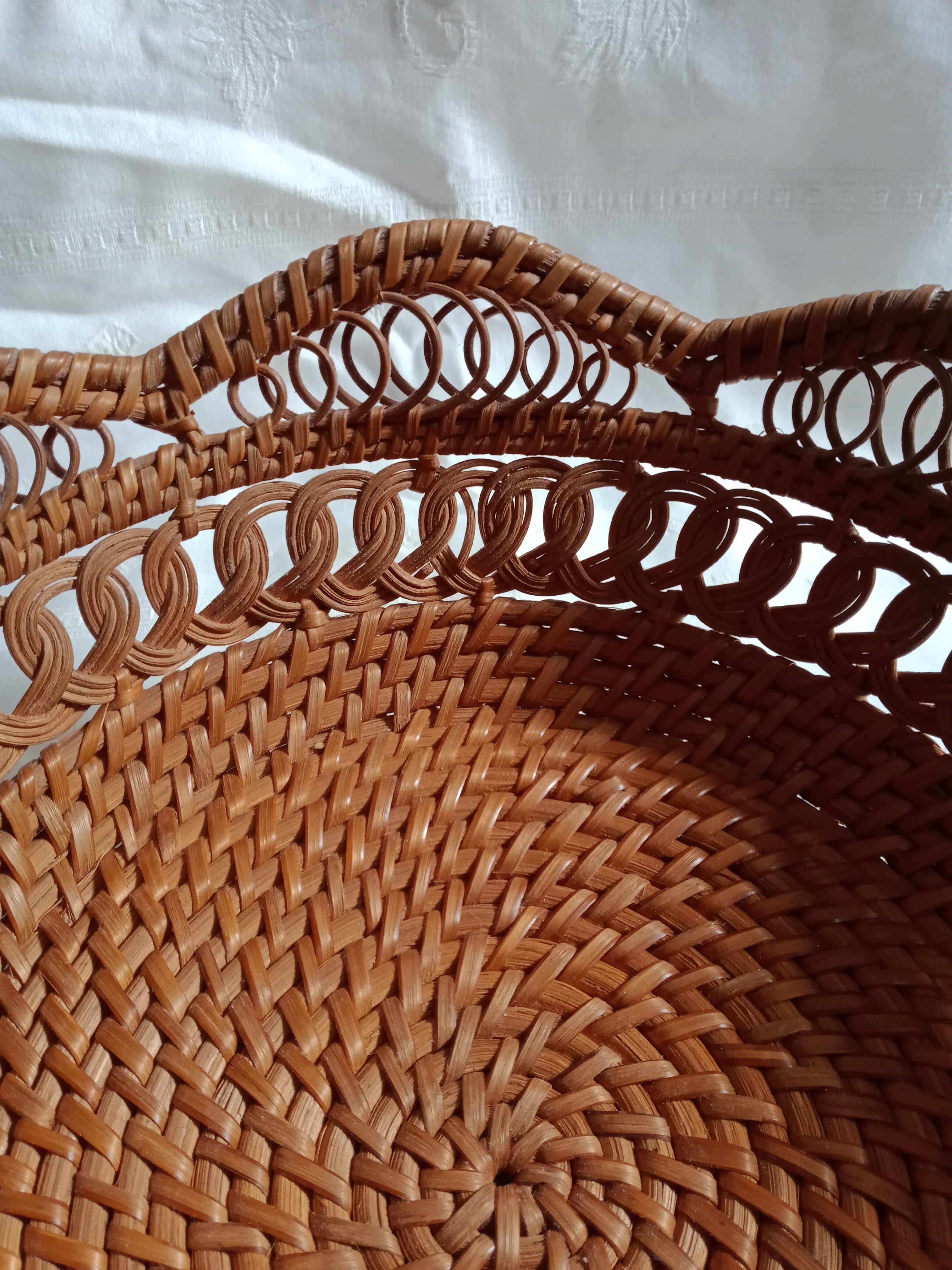 Braided rattan basket