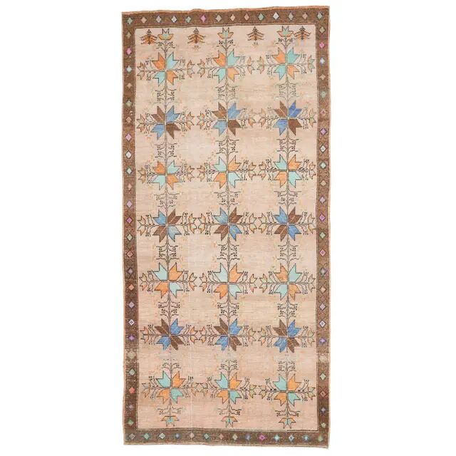 Vintage Turkish Oushak Handmade Wool Cotton Brown Area Rug 156x232